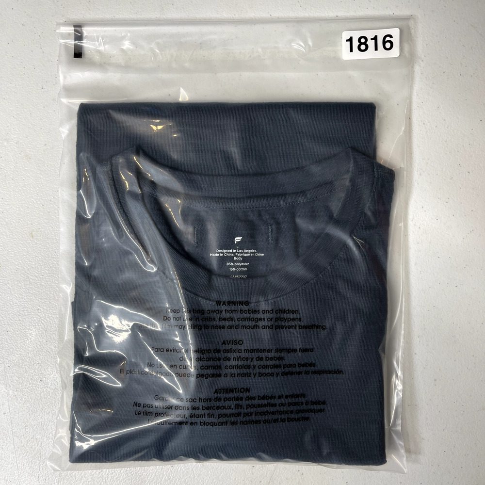 Fabletics Shirt Mens Large Blue Performance Knit Short Sleeve Active Wear - Picture 8 of 8